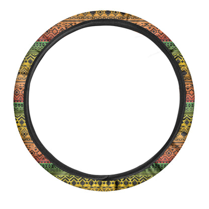 Rasta Tribal Pattern Print Car Steering Wheel Cover