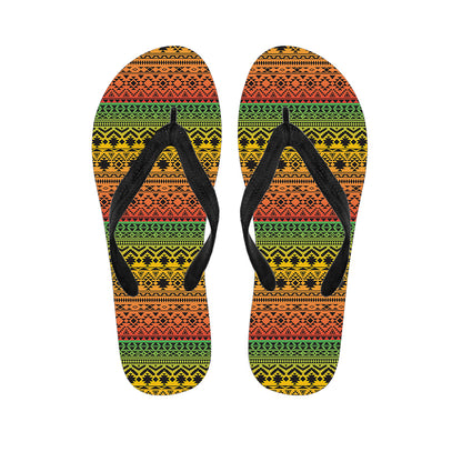 Rasta Tribal Pattern Print Flip Flops