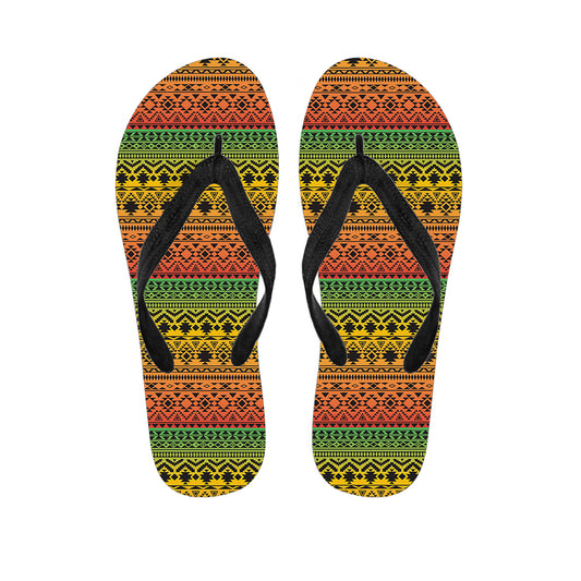 Rasta Tribal Pattern Print Flip Flops