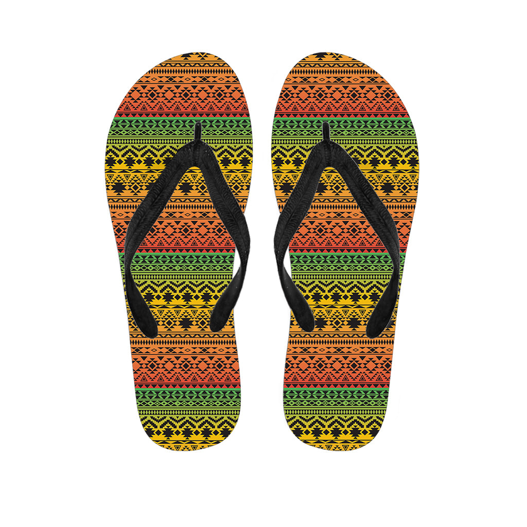 Rasta Tribal Pattern Print Flip Flops