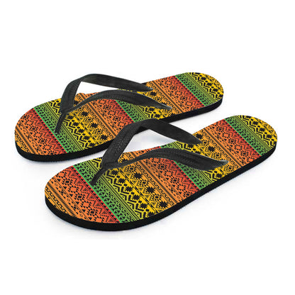 Rasta Tribal Pattern Print Flip Flops