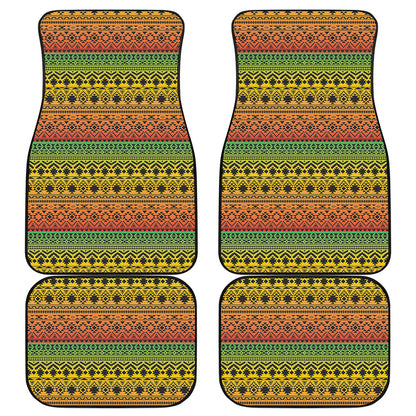Rasta Tribal Pattern Print Front and Back Car Floor Mats