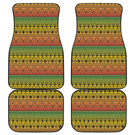 Rasta Tribal Pattern Print Front and Back Car Floor Mats