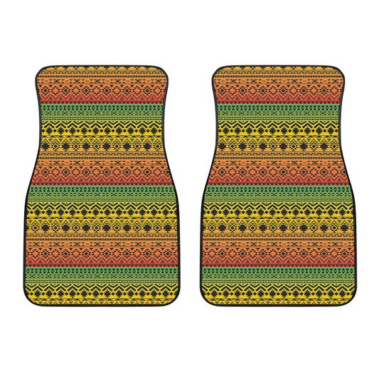 Rasta Tribal Pattern Print Front Car Floor Mats