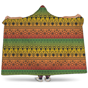 Rasta Tribal Pattern Print Hooded Blanket