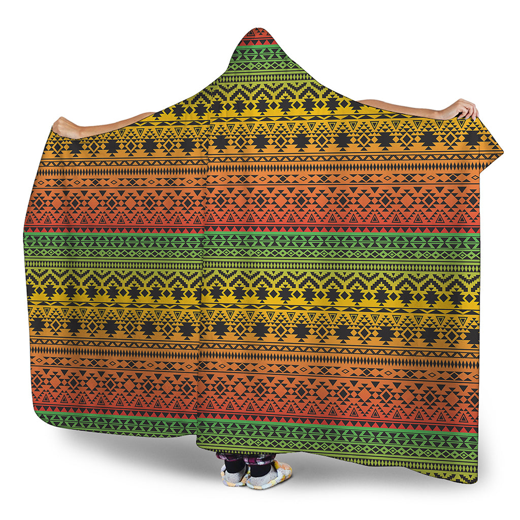 Rasta Tribal Pattern Print Hooded Blanket