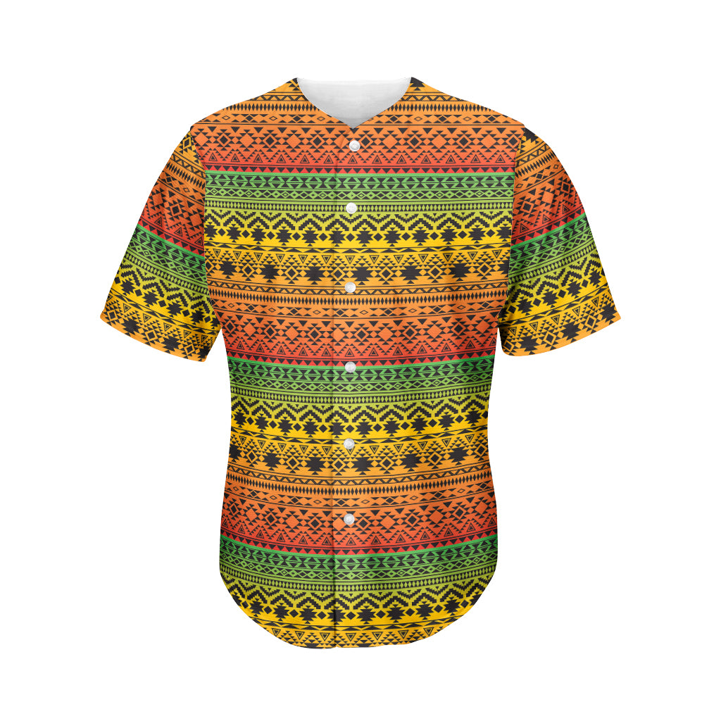 Rasta Tribal Pattern Print Men's Baseball Jersey