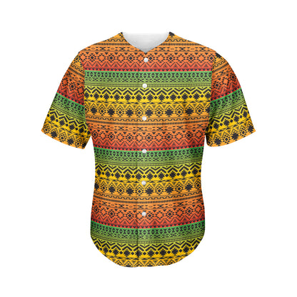 Rasta Tribal Pattern Print Men's Baseball Jersey
