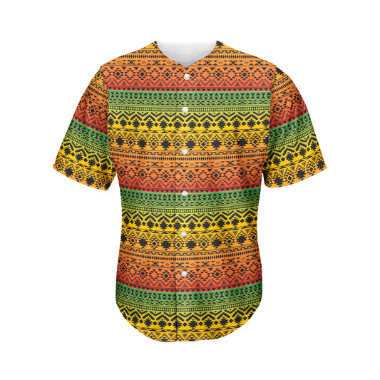 Rasta Tribal Pattern Print Men's Baseball Jersey