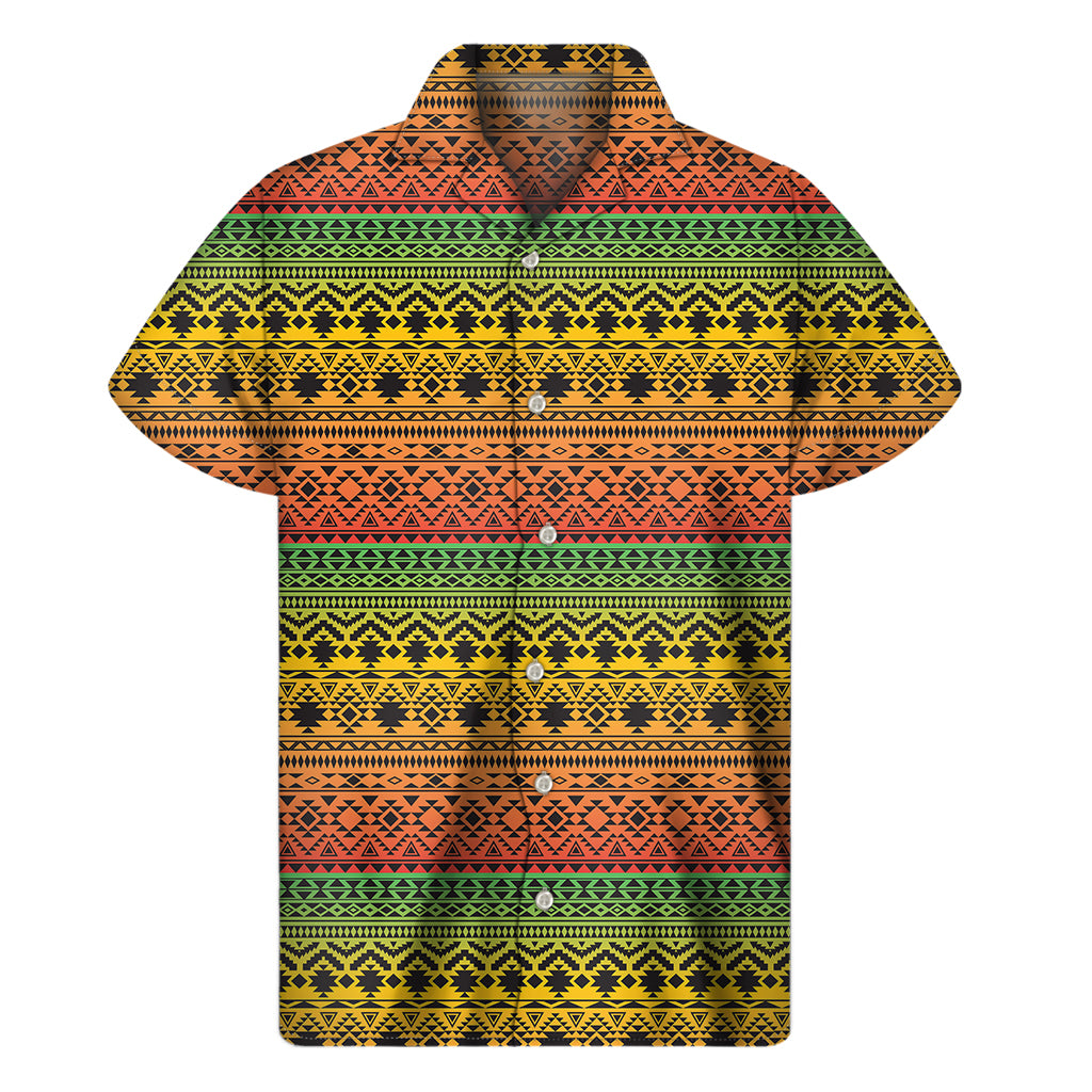 Rasta Tribal Pattern Print Men's Short Sleeve Shirt