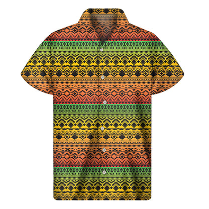 Rasta Tribal Pattern Print Men's Short Sleeve Shirt