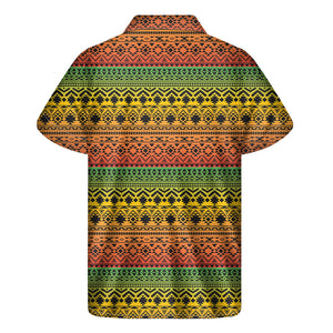 Rasta Tribal Pattern Print Men's Short Sleeve Shirt