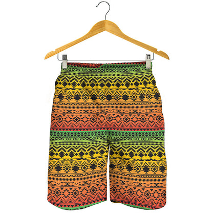 Rasta Tribal Pattern Print Men's Shorts