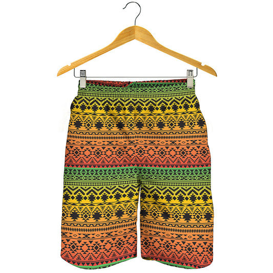 Rasta Tribal Pattern Print Men's Shorts