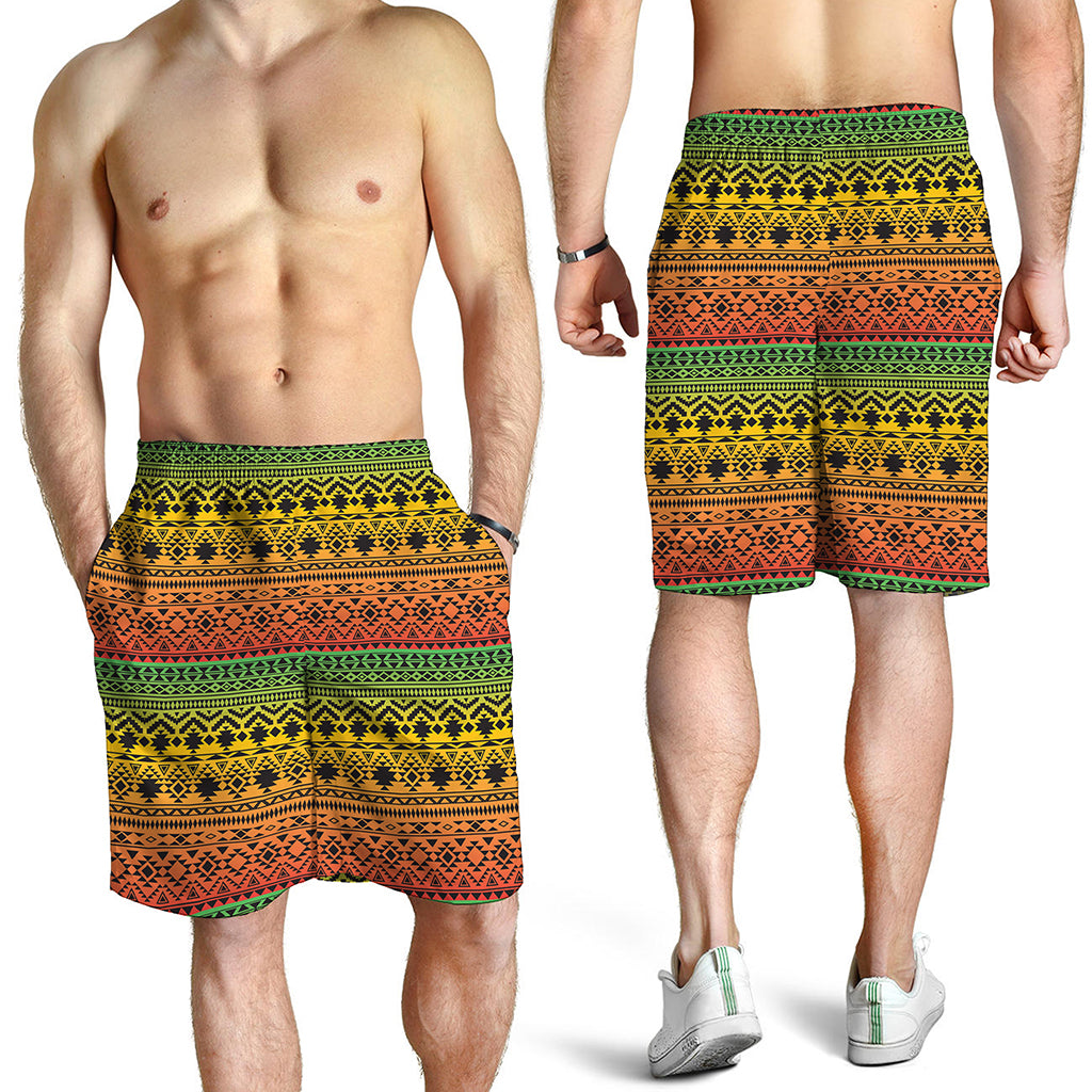 Rasta Tribal Pattern Print Men's Shorts
