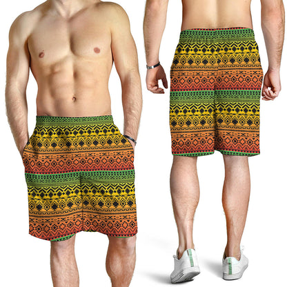 Rasta Tribal Pattern Print Men's Shorts
