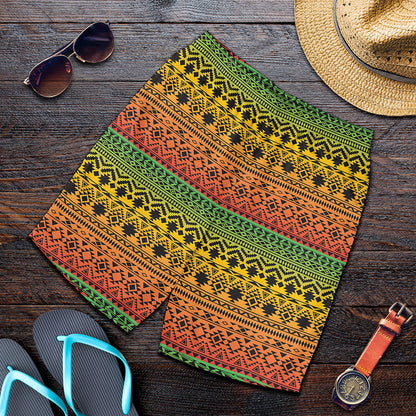 Rasta Tribal Pattern Print Men's Shorts