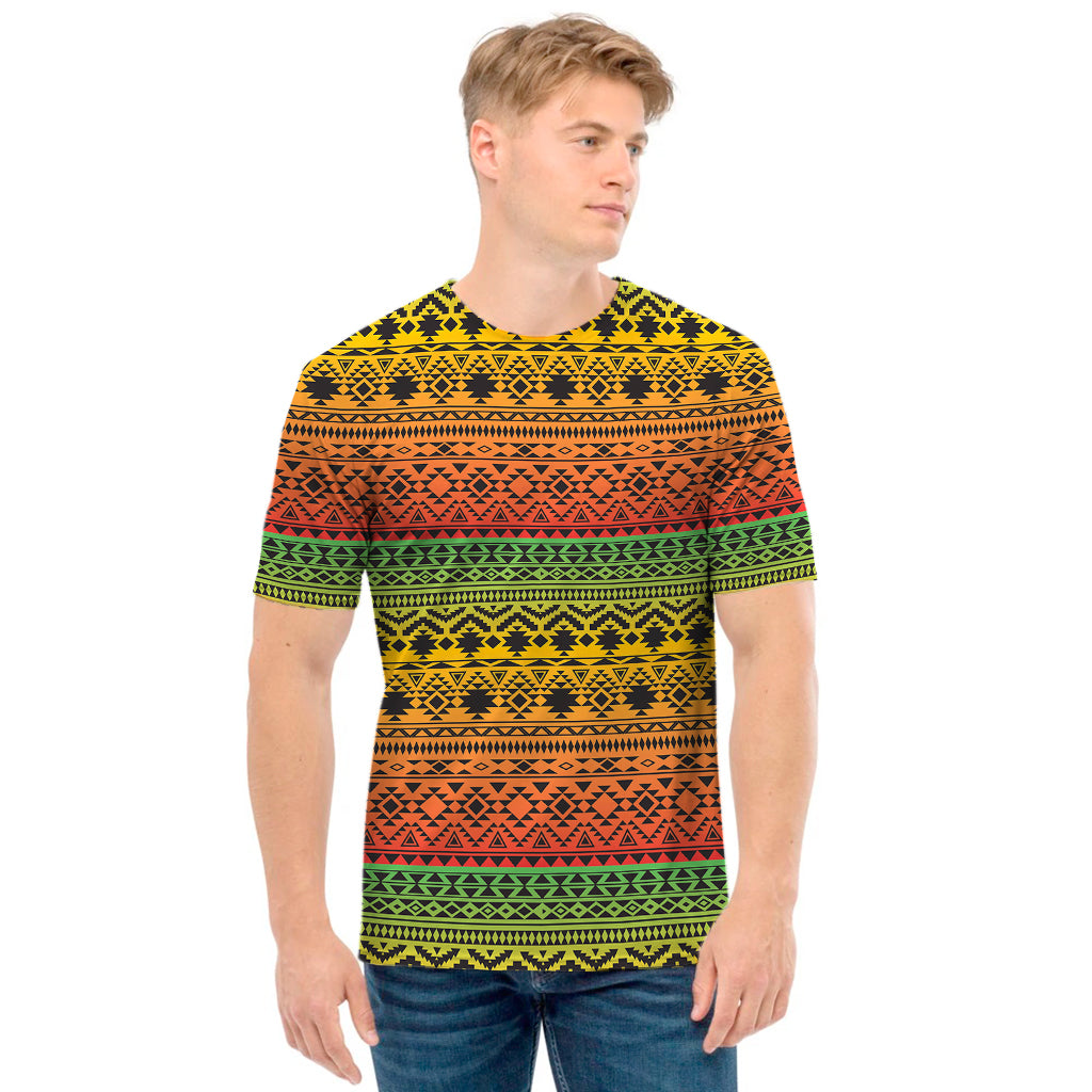 Rasta Tribal Pattern Print Men's T-Shirt