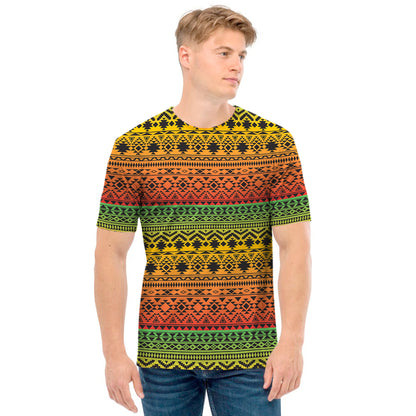Rasta Tribal Pattern Print Men's T-Shirt