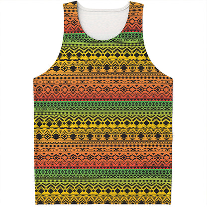 Rasta Tribal Pattern Print Men's Tank Top