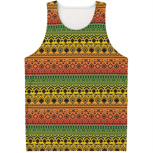 Rasta Tribal Pattern Print Men's Tank Top