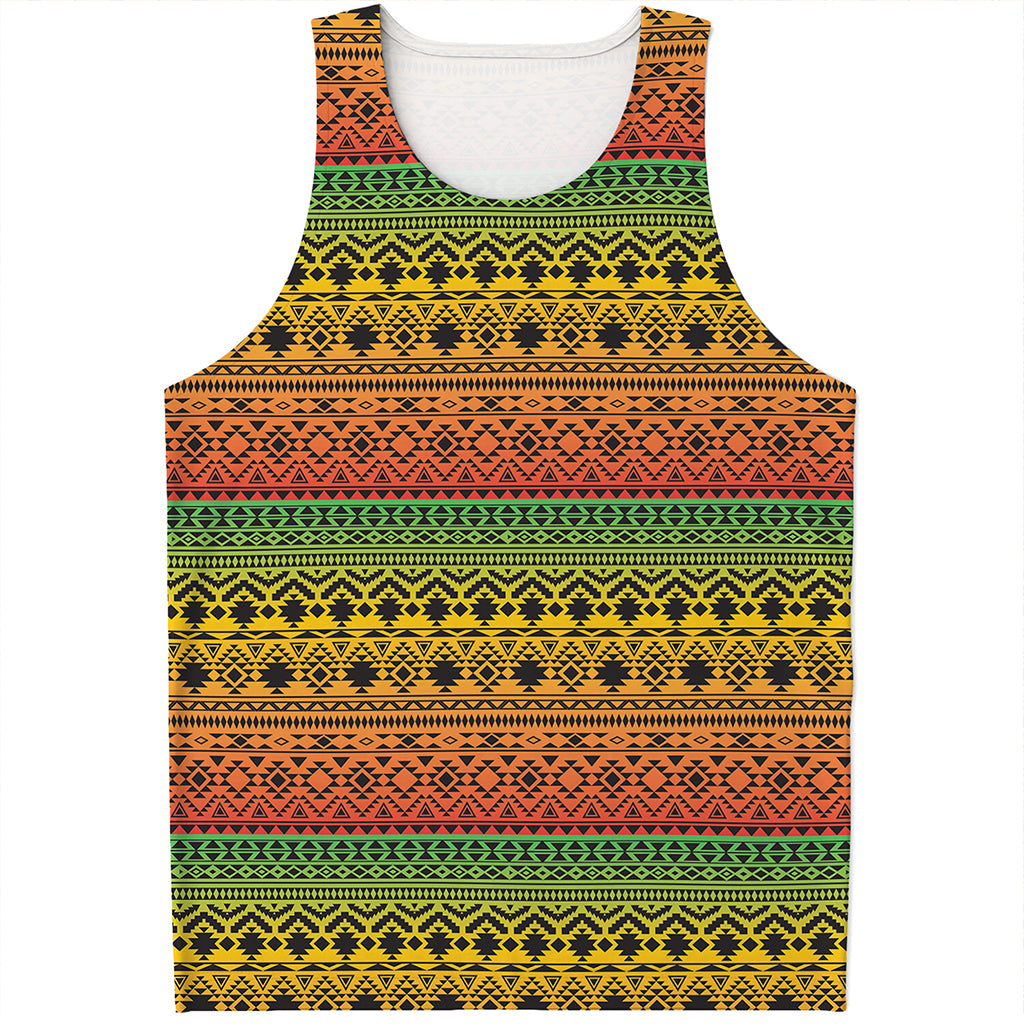 Rasta Tribal Pattern Print Men's Tank Top