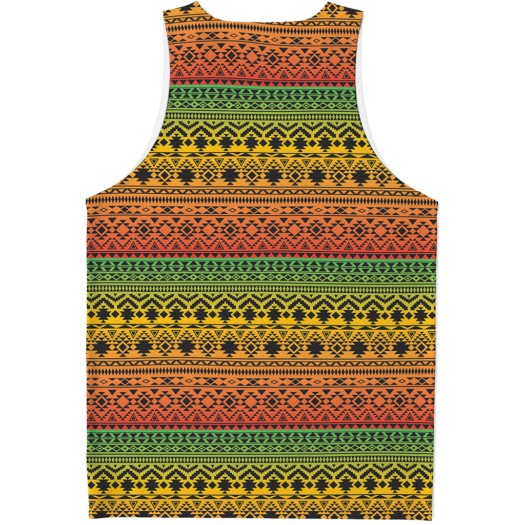 Rasta Tribal Pattern Print Men's Tank Top