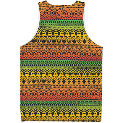 Rasta Tribal Pattern Print Men's Tank Top