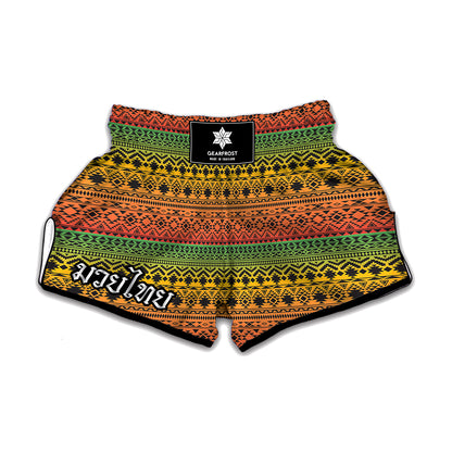 Rasta Tribal Pattern Print Muay Thai Boxing Shorts