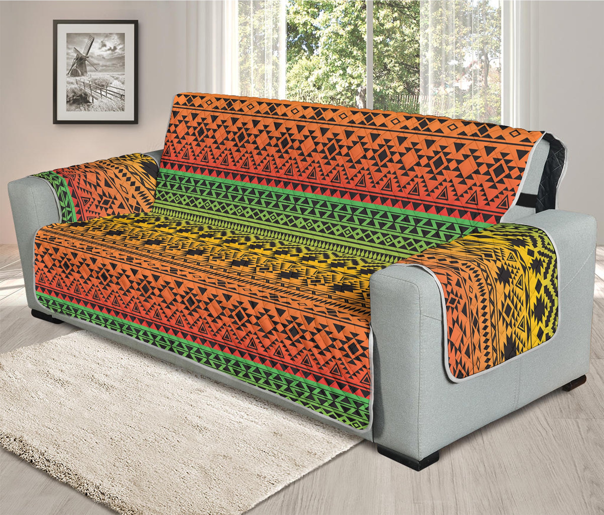 Rasta Tribal Pattern Print Oversized Sofa Protector