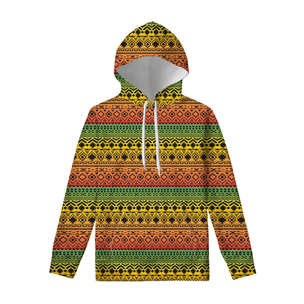 Rasta Tribal Pattern Print Pullover Hoodie