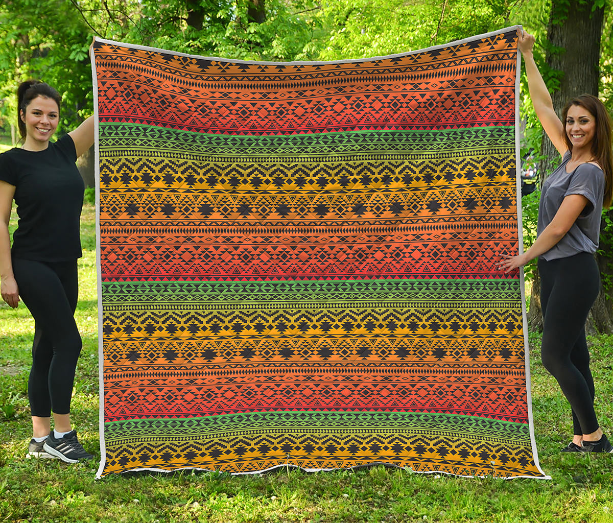 Rasta Tribal Pattern Print Quilt