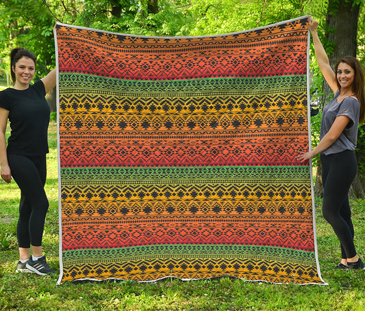 Rasta Tribal Pattern Print Quilt