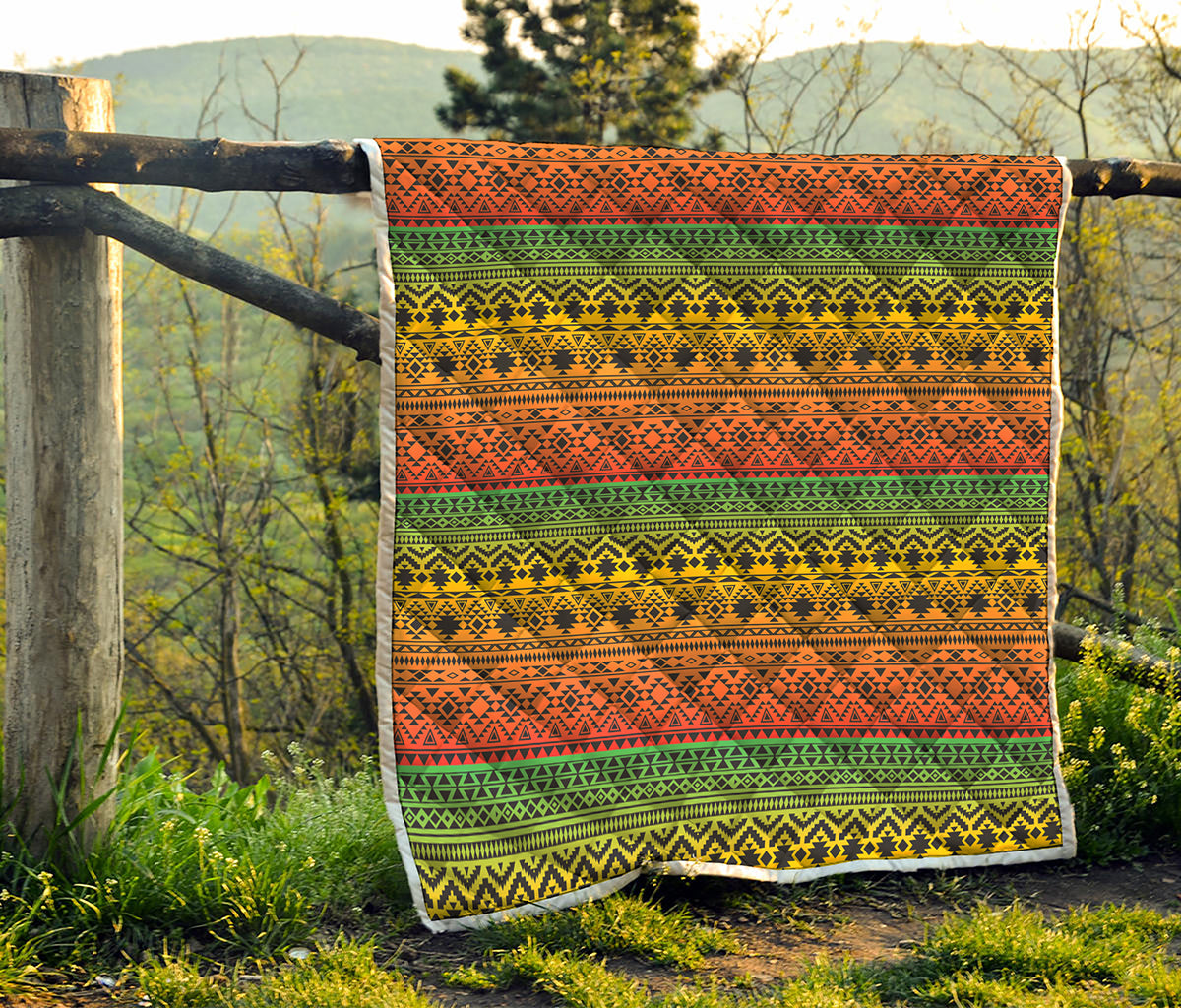 Rasta Tribal Pattern Print Quilt