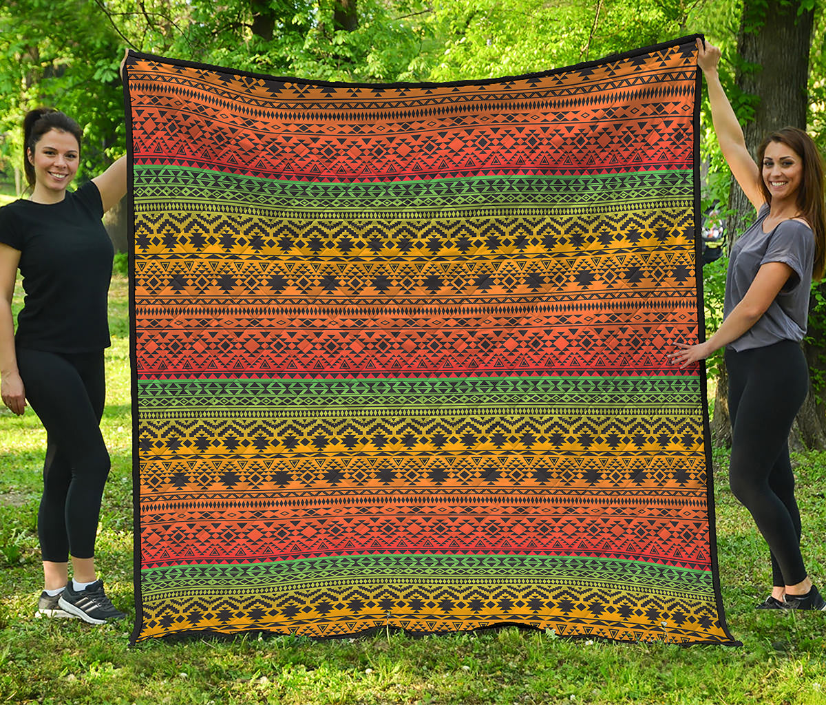 Rasta Tribal Pattern Print Quilt