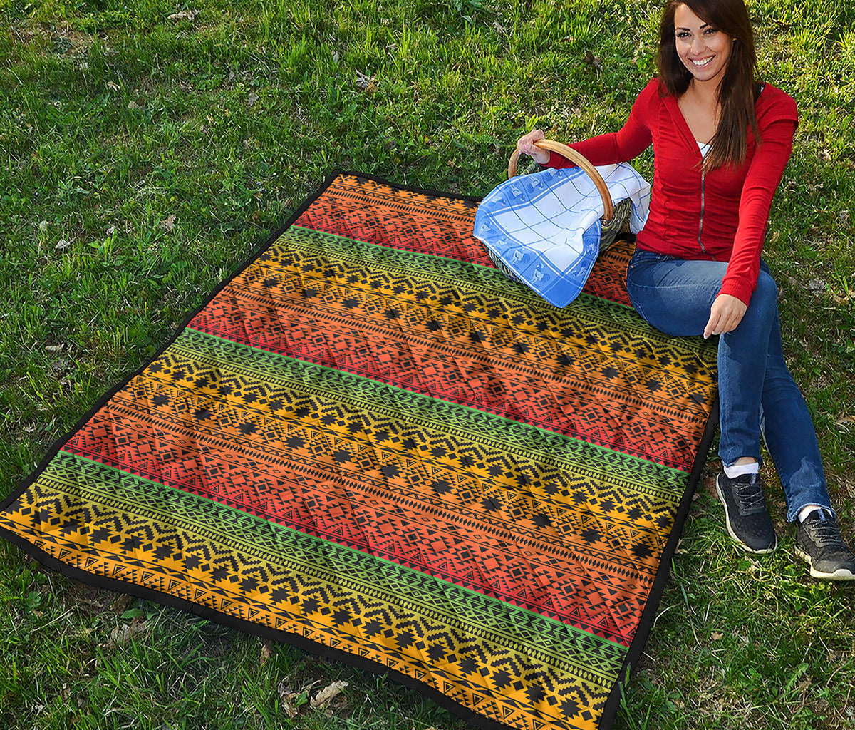 Rasta Tribal Pattern Print Quilt