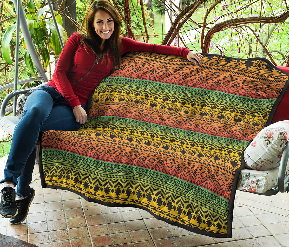 Rasta Tribal Pattern Print Quilt