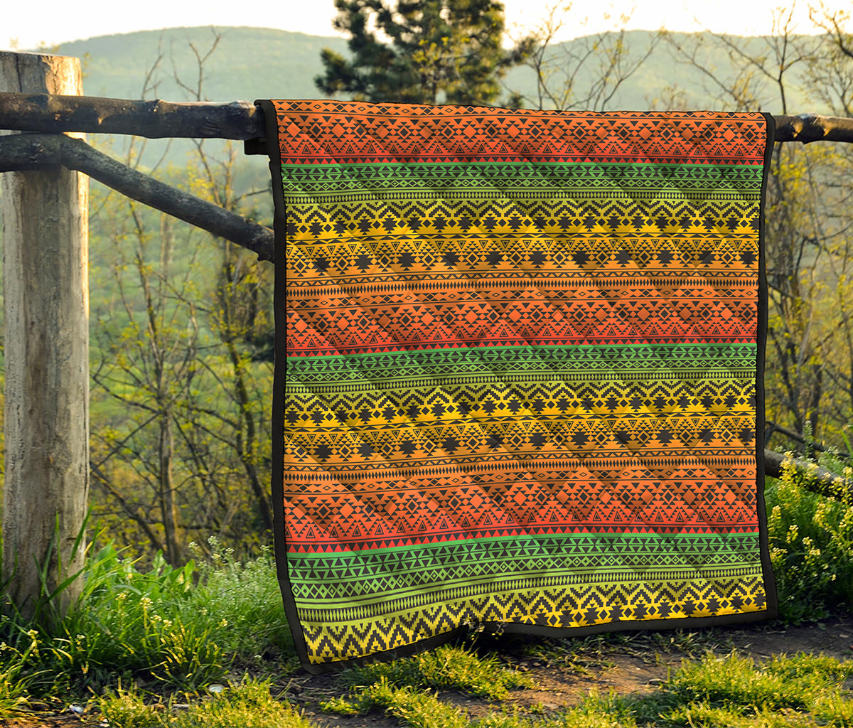 Rasta Tribal Pattern Print Quilt