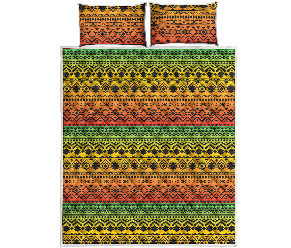 Rasta Tribal Pattern Print Quilt Bed Set