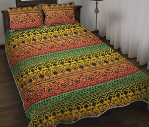 Rasta Tribal Pattern Print Quilt Bed Set