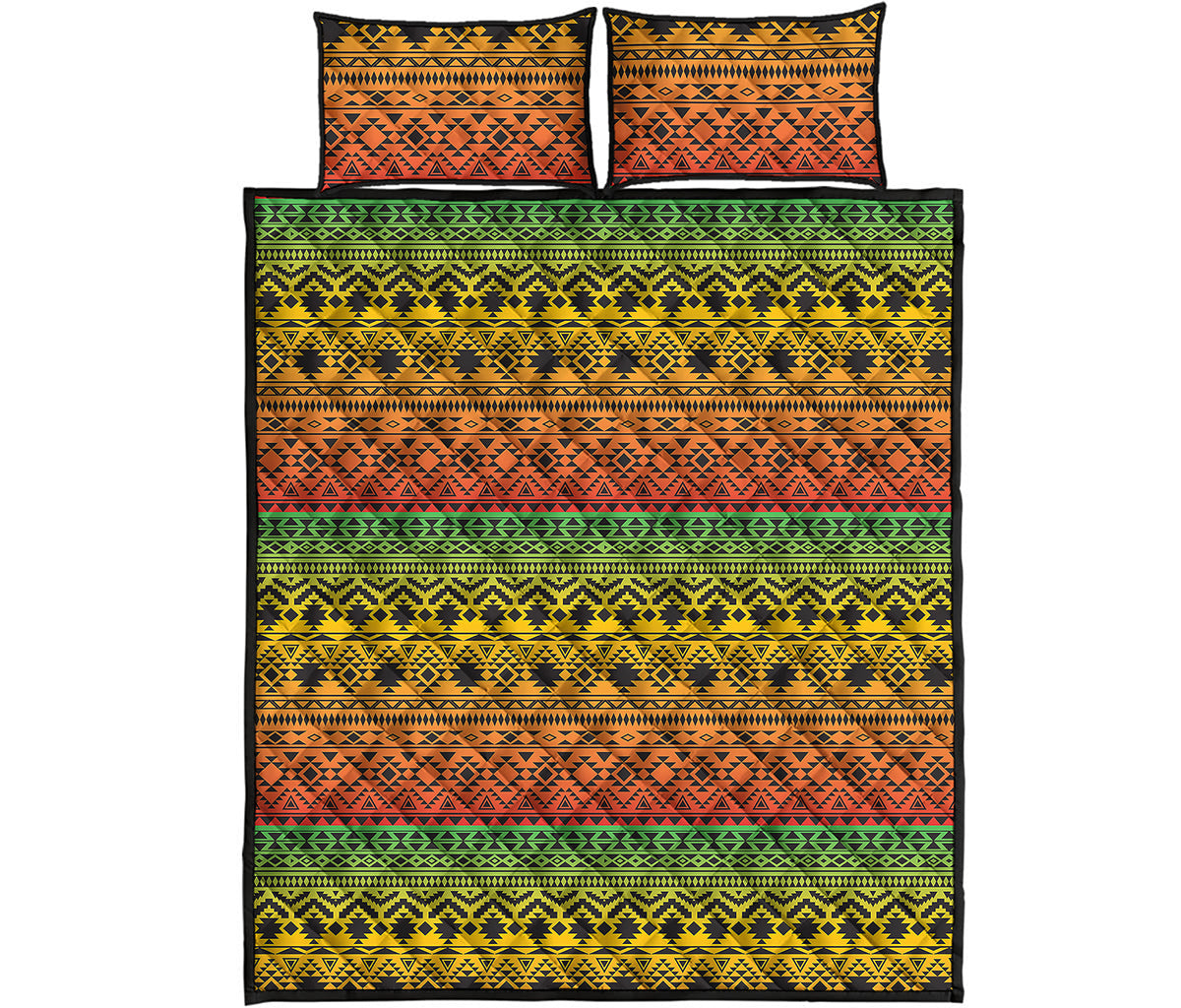 Rasta Tribal Pattern Print Quilt Bed Set