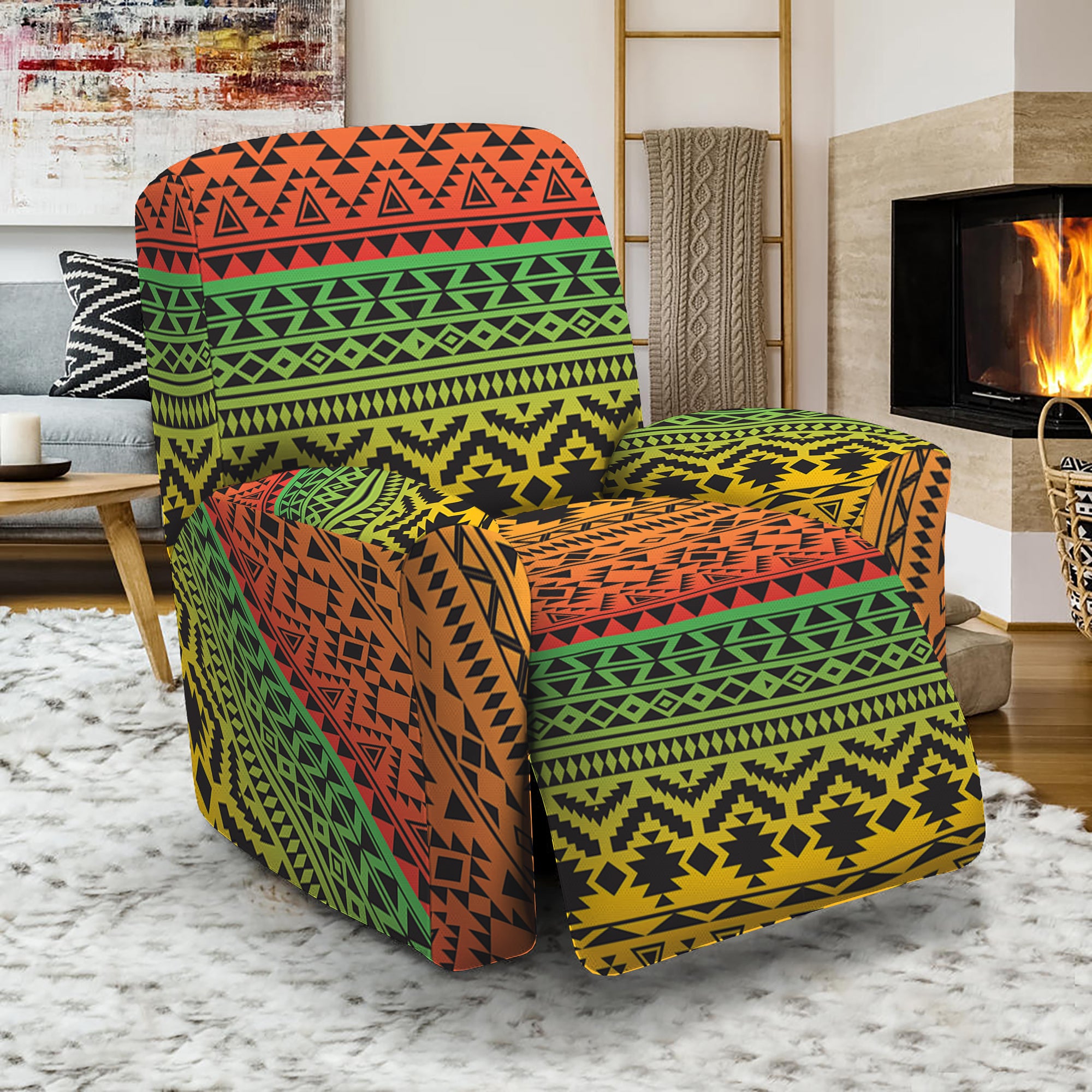 Rasta Tribal Pattern Print Recliner Slipcover