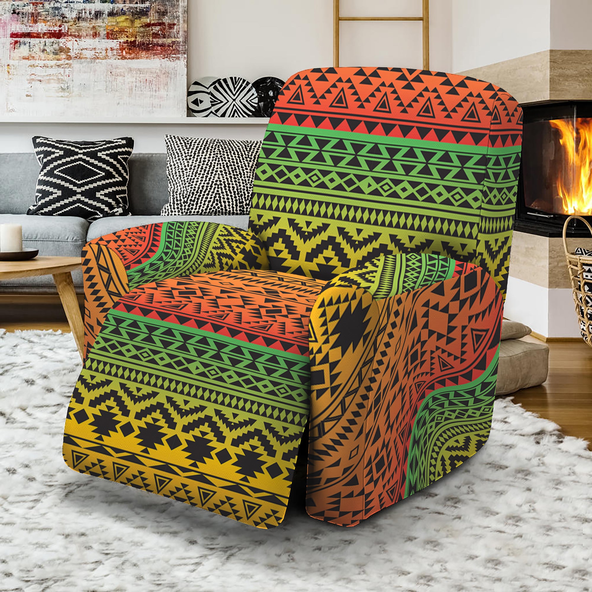 Rasta Tribal Pattern Print Recliner Slipcover