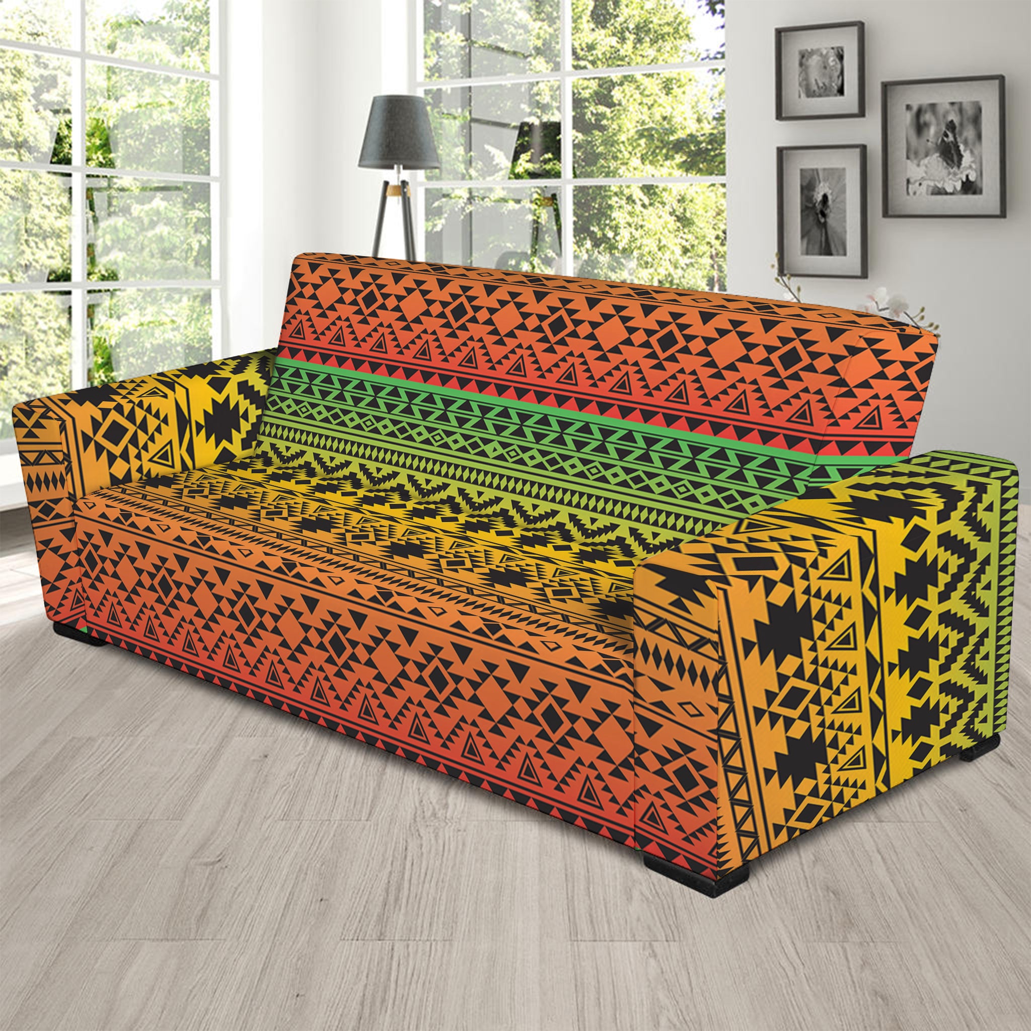 Rasta Tribal Pattern Print Sofa Slipcover