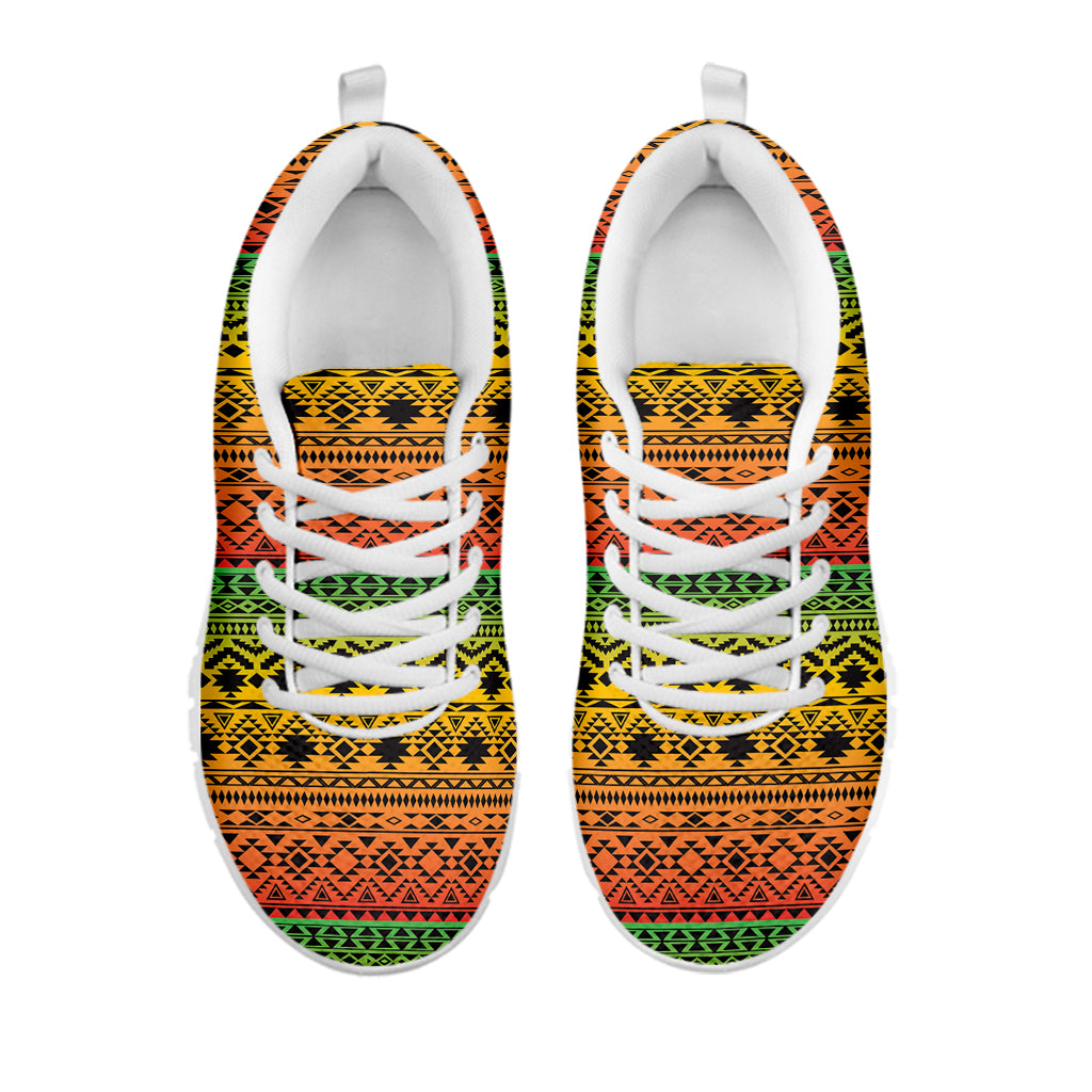 Rasta Tribal Pattern Print White Sneakers