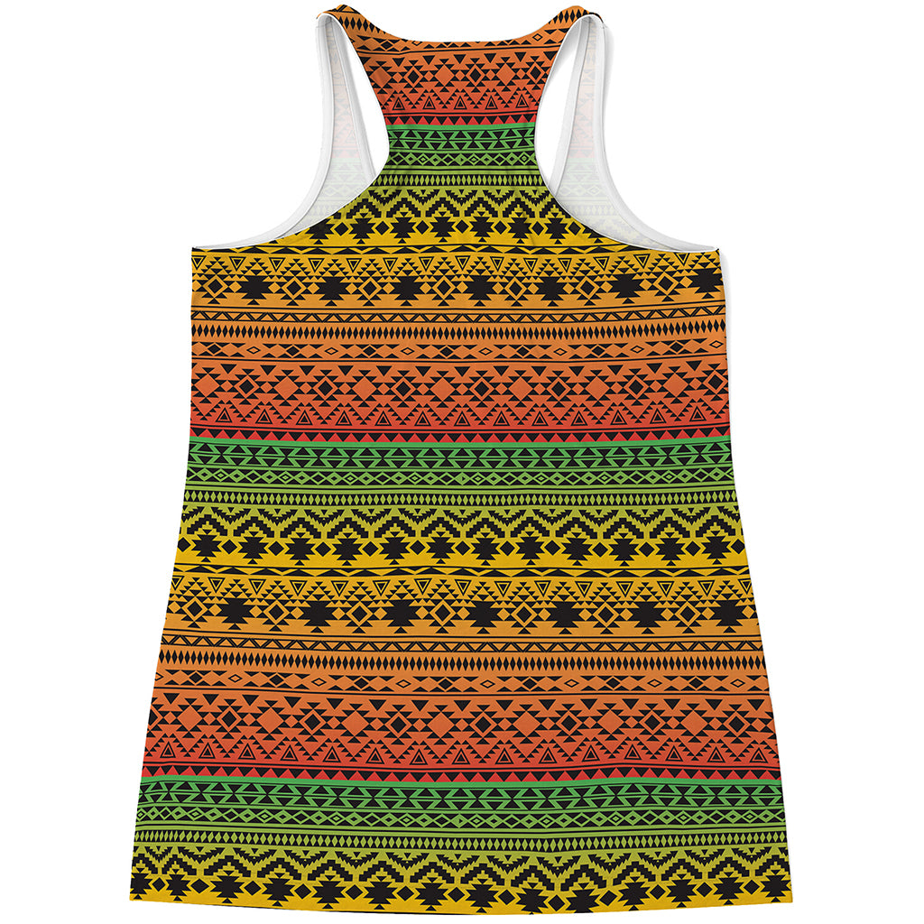 Rasta Tribal Pattern Print Women's Racerback Tank Top