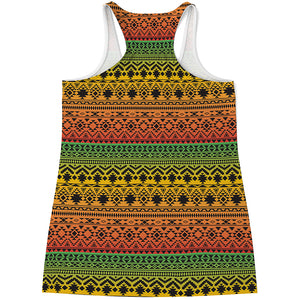 Rasta Tribal Pattern Print Women's Racerback Tank Top