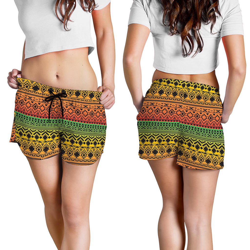 Rasta Tribal Pattern Print Women's Shorts