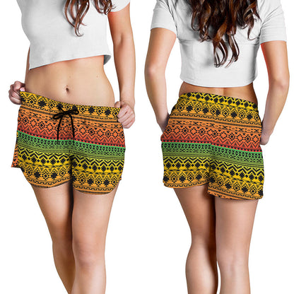 Rasta Tribal Pattern Print Women's Shorts