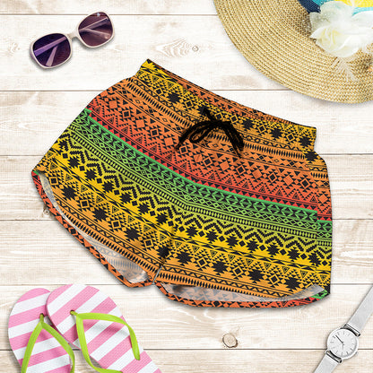 Rasta Tribal Pattern Print Women's Shorts